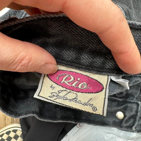 Rio John Davidson Vintage 90's Washed Black High Waisted Denim Shorts - Picture 3 of 5